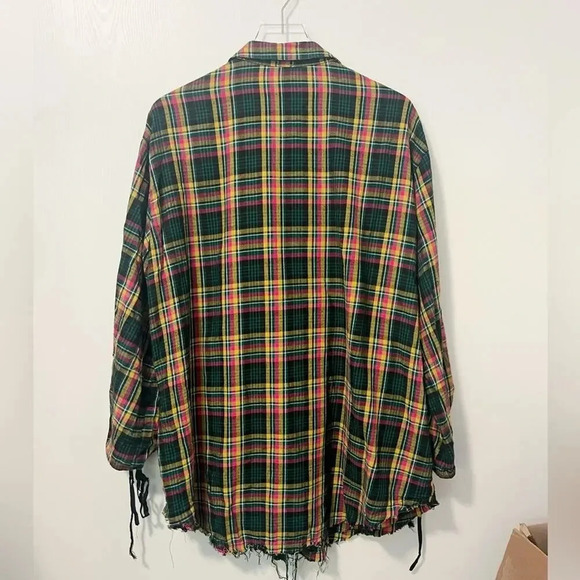 SAVAGE X FENTY Tied Up Tartan PJ Raw Hem Sleep Shirt in Pink Canterbury Plaid - Picture 5 of 9